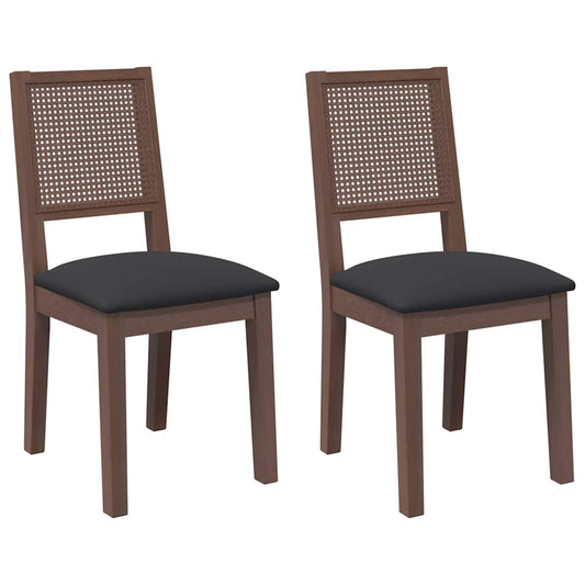 Sillas De Comedor Con Cojines 2 Uds Madera Maciza Marrón Caucho