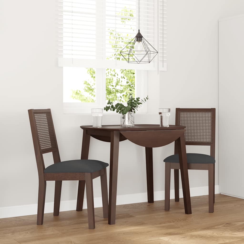 Sillas De Comedor Con Cojines 2 Uds Madera Maciza Marrón Caucho