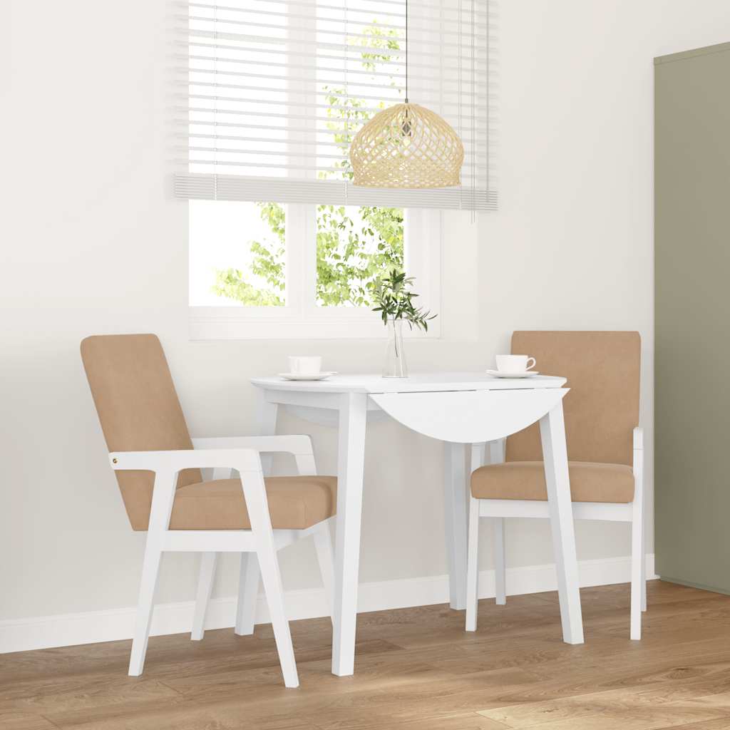 Sillas De Comedor Con Cojines, 2 Unidades, Blancas, Madera Maciza, Caucho
