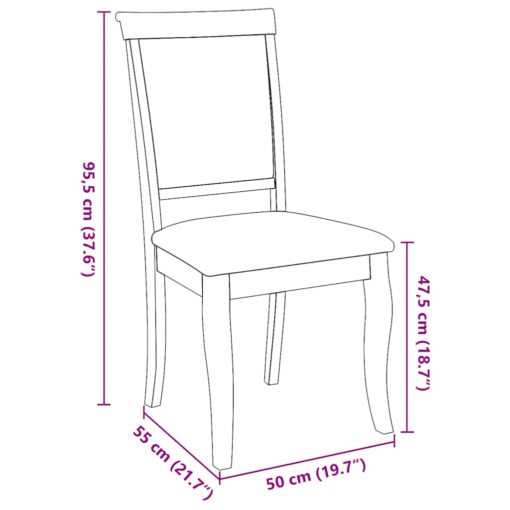 Sillas De Comedor Con Cojines 2 Uds Madera Maciza Marrón Caucho