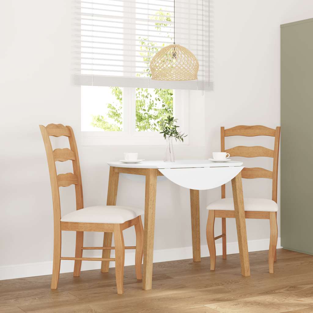 Sillas De Comedor Con Cojines, 2 Unidades, Blancas, Madera Maciza, Caucho