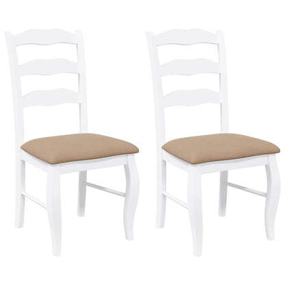 Sillas De Comedor Con Cojines, 2 Unidades, Blancas, Madera Maciza, Caucho