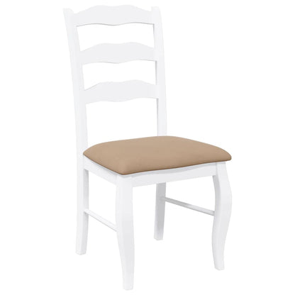 Sillas De Comedor Con Cojines, 2 Unidades, Blancas, Madera Maciza, Caucho