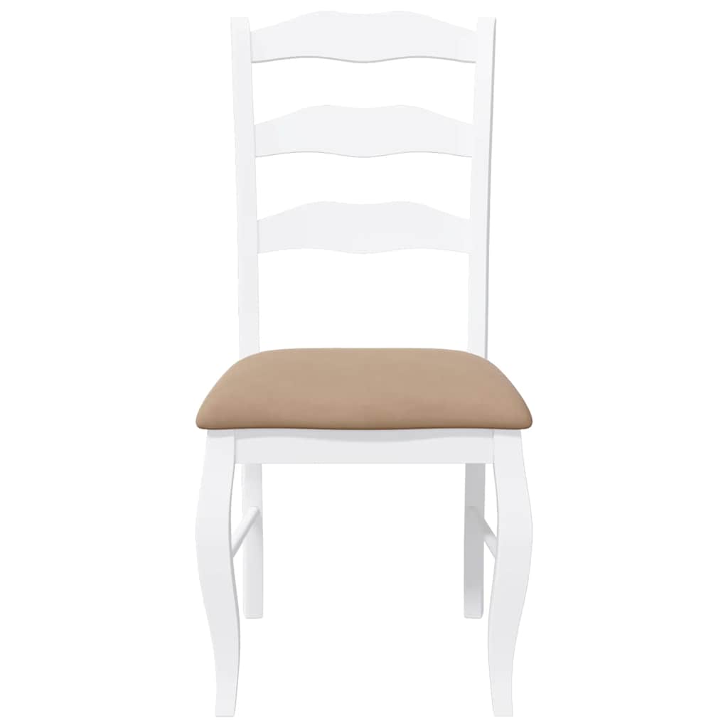 Sillas De Comedor Con Cojines, 2 Unidades, Blancas, Madera Maciza, Caucho