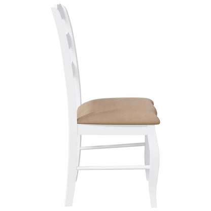 Sillas De Comedor Con Cojines, 2 Unidades, Blancas, Madera Maciza, Caucho