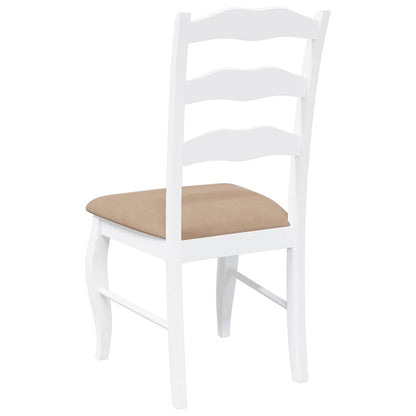 Sillas De Comedor Con Cojines, 2 Unidades, Blancas, Madera Maciza, Caucho