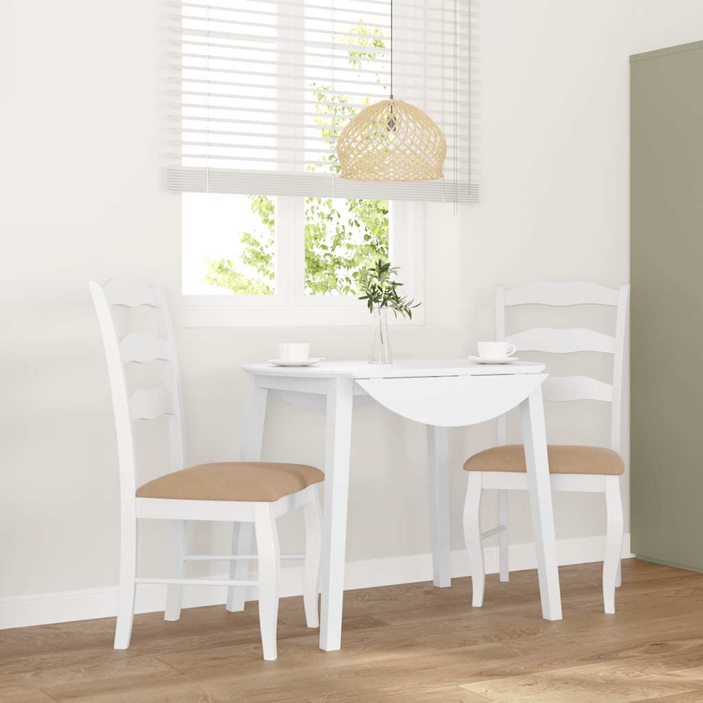 Sillas De Comedor Con Cojines, 2 Unidades, Blancas, Madera Maciza, Caucho