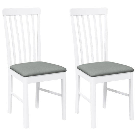 Sillas De Comedor Con Cojines 2Uds Madera Maciza Blanco Caucho