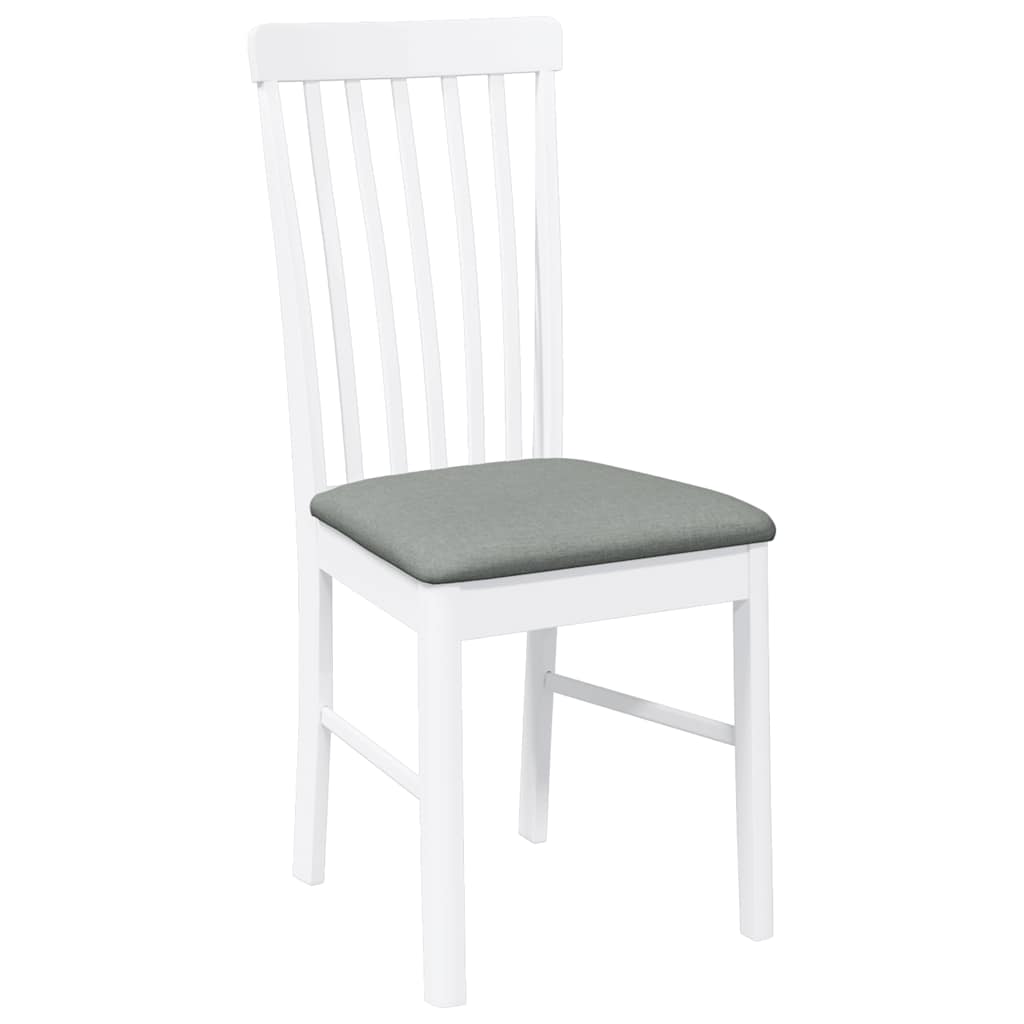 Sillas De Comedor Con Cojines 2Uds Madera Maciza Blanco Caucho