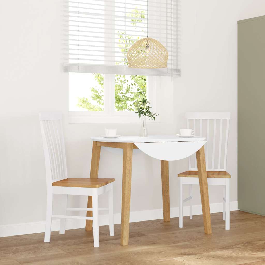 Sillas De Comedor Con Cojines 2Uds Madera Maciza Blanco Caucho