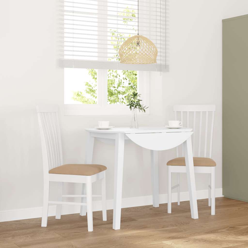 Sillas De Comedor Con Cojines 2Uds Madera Maciza Blanco Caucho