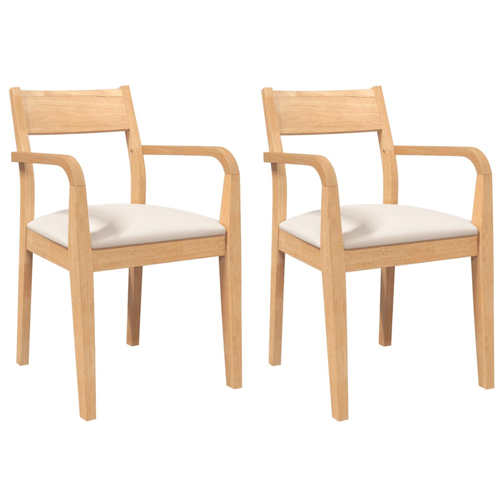 Sillas De Comedor Con Cojines 2Uds Madera Maciza Natural Caucho