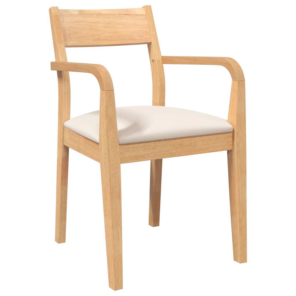 Sillas De Comedor Con Cojines 2Uds Madera Maciza Natural Caucho