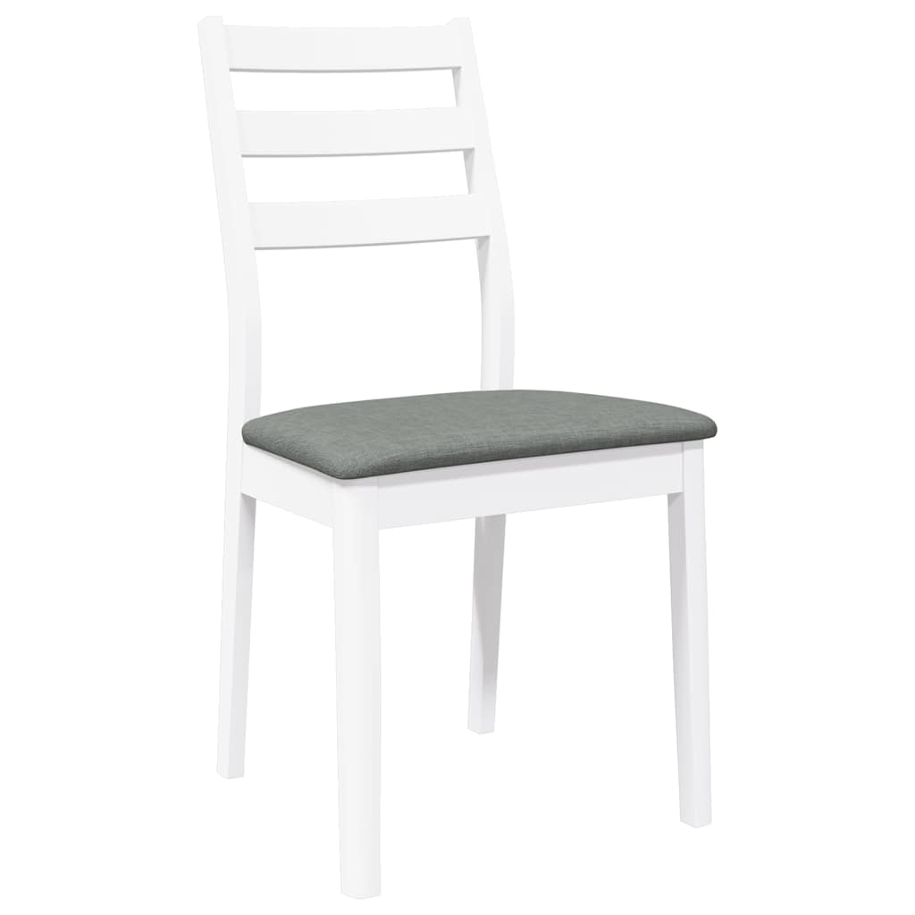 Sillas De Comedor Con Cojines 2Uds Madera Maciza Blanco Caucho