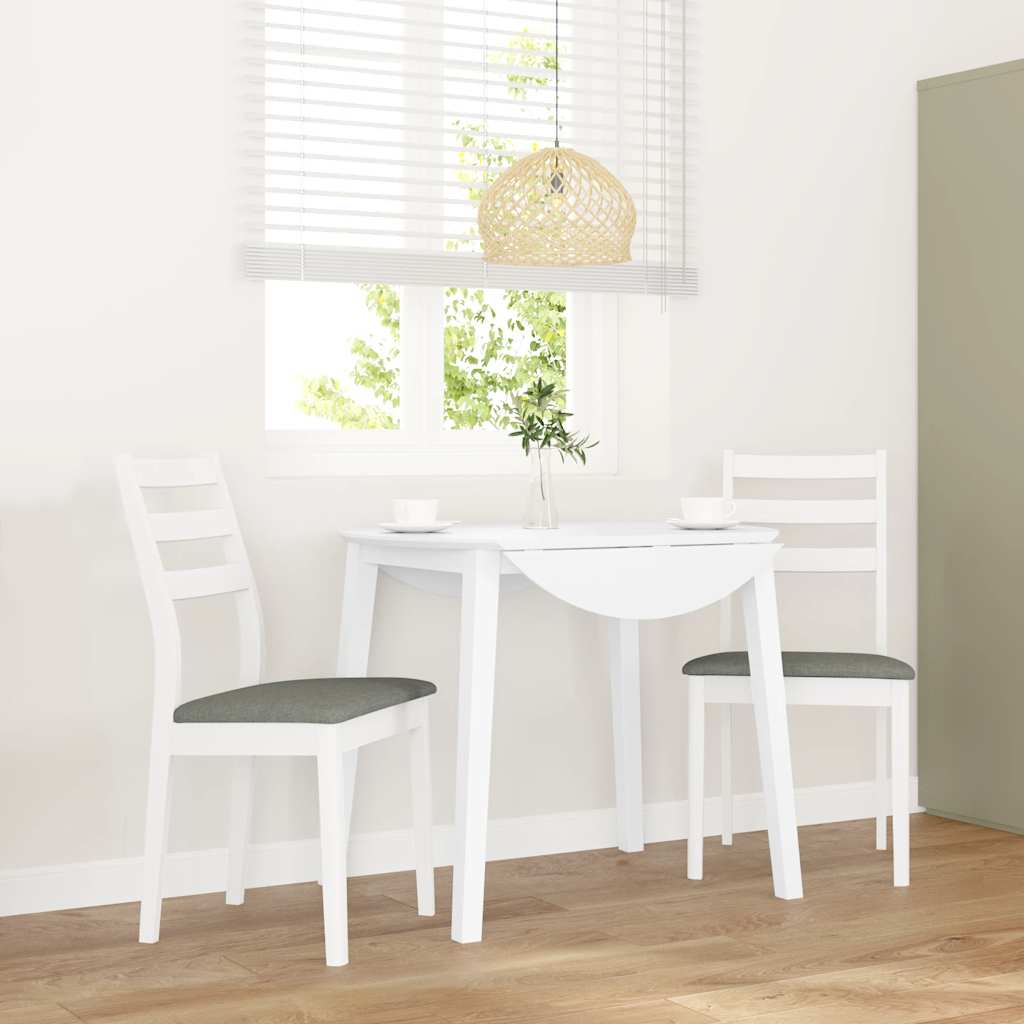 Sillas De Comedor Con Cojines 2Uds Madera Maciza Blanco Caucho