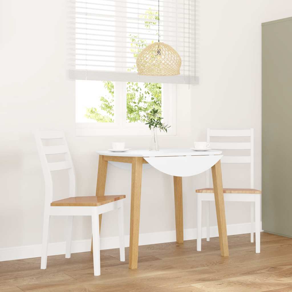 Sillas De Comedor Con Cojines 2Uds Madera Maciza Blanco Caucho