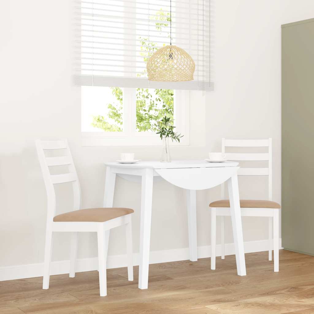 Sillas De Comedor Con Cojines 2Uds Madera Maciza Blanco Caucho