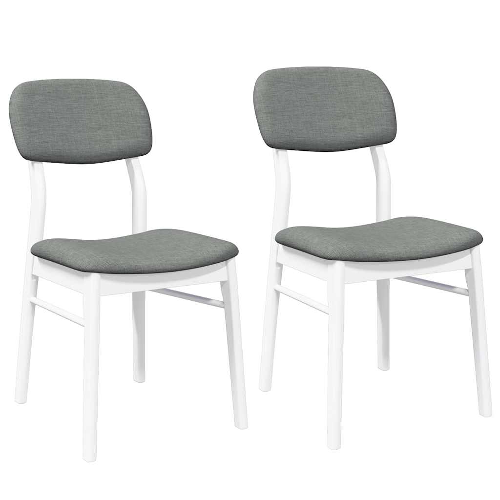 Sillas De Comedor Con Cojines 2Uds Madera Maciza Blanco Caucho