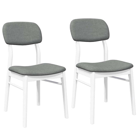 Sillas De Comedor Con Cojines 2Uds Madera Maciza Blanco Caucho