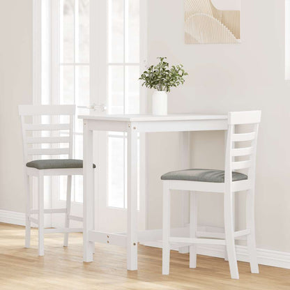 Taburetes De Bar Con Cojines 2 Uds Madera Maciza Blanca Caucho