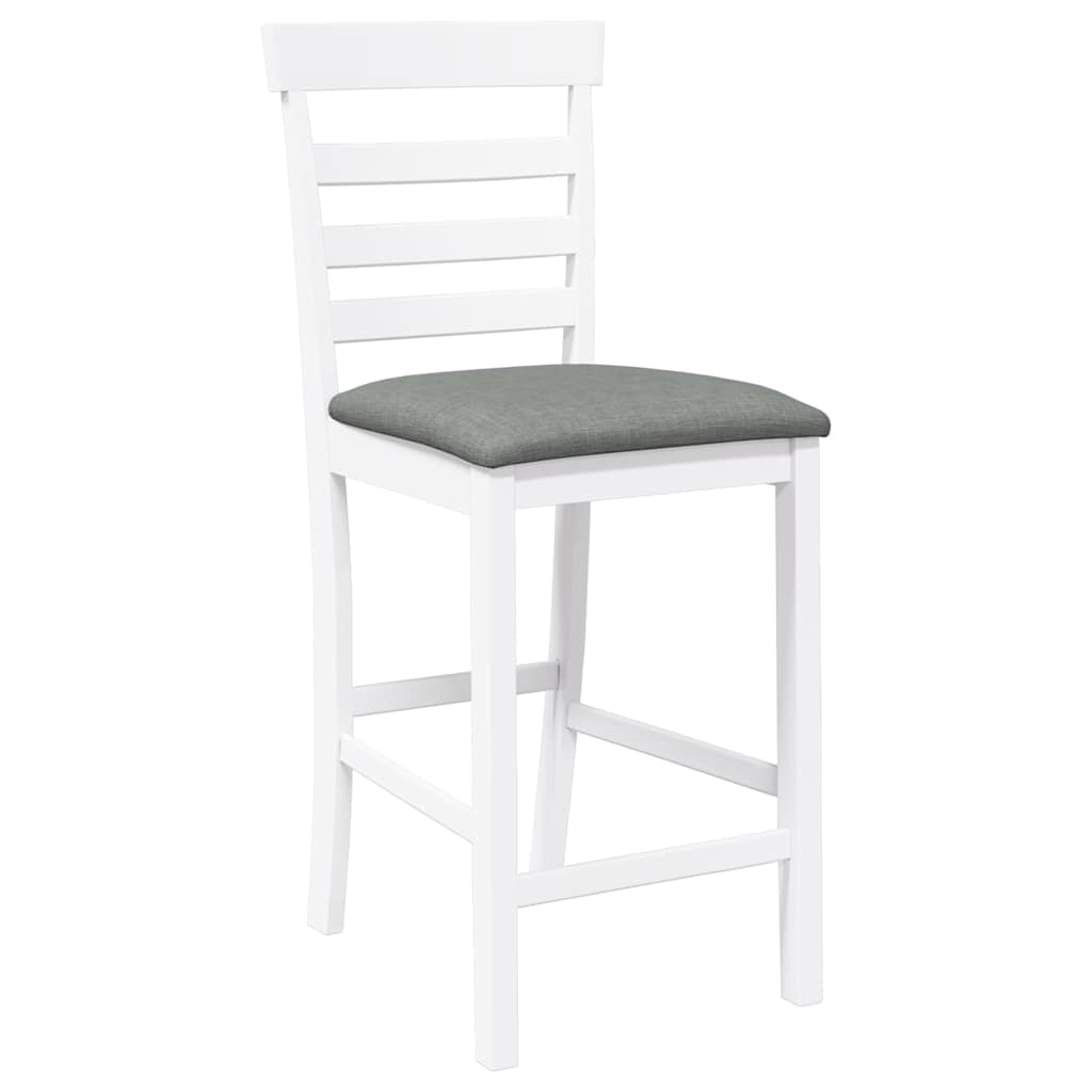 Taburetes De Bar Con Cojines 2 Uds Madera Maciza Blanca Caucho