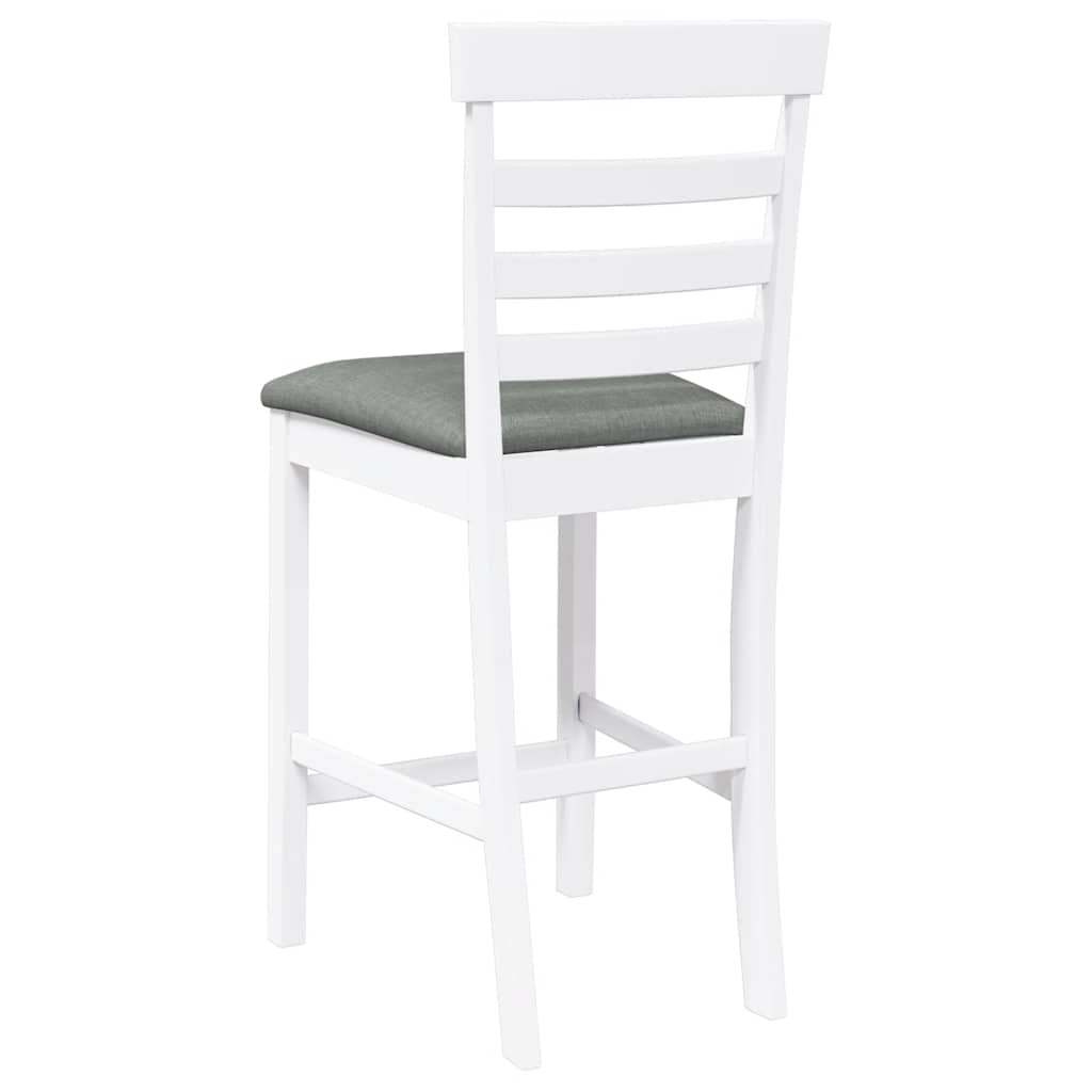 Taburetes De Bar Con Cojines 2 Uds Madera Maciza Blanca Caucho