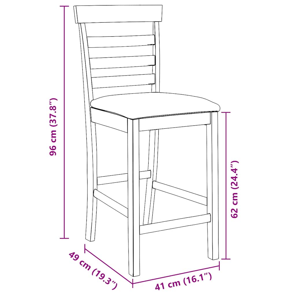 Taburetes De Bar Con Cojines 2 Uds Madera Maciza Blanca Caucho