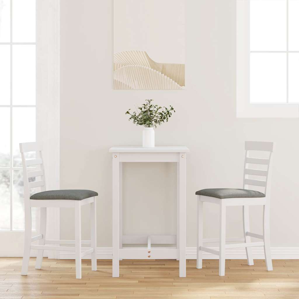 Taburetes De Bar Con Cojines 2 Uds Madera Maciza Blanca Caucho