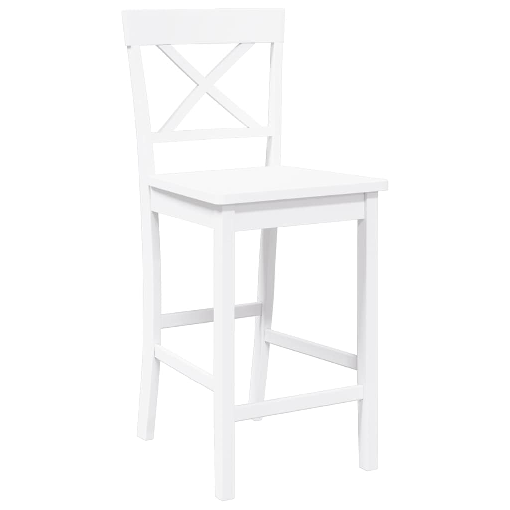 Taburetes De Bar, 2 Unidades, Madera Maciza Blanca, Goma