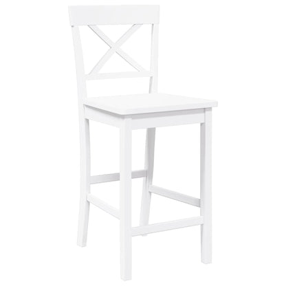 Taburetes De Bar, 2 Unidades, Madera Maciza Blanca, Goma