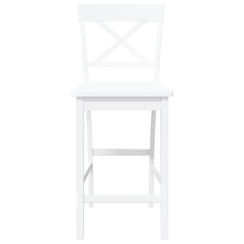 Taburetes De Bar, 2 Unidades, Madera Maciza Blanca, Goma