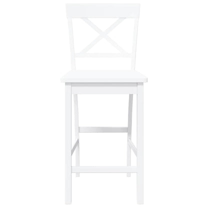 Taburetes De Bar, 2 Unidades, Madera Maciza Blanca, Goma