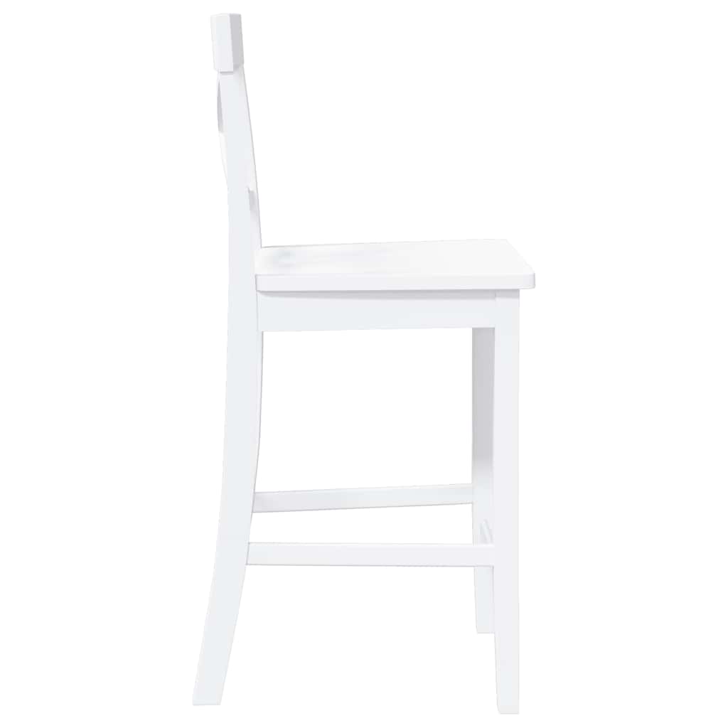 Taburetes De Bar, 2 Unidades, Madera Maciza Blanca, Goma