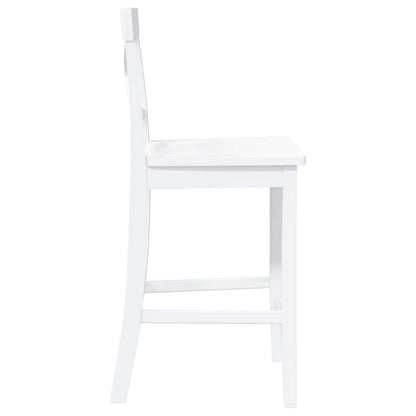 Taburetes De Bar, 2 Unidades, Madera Maciza Blanca, Goma