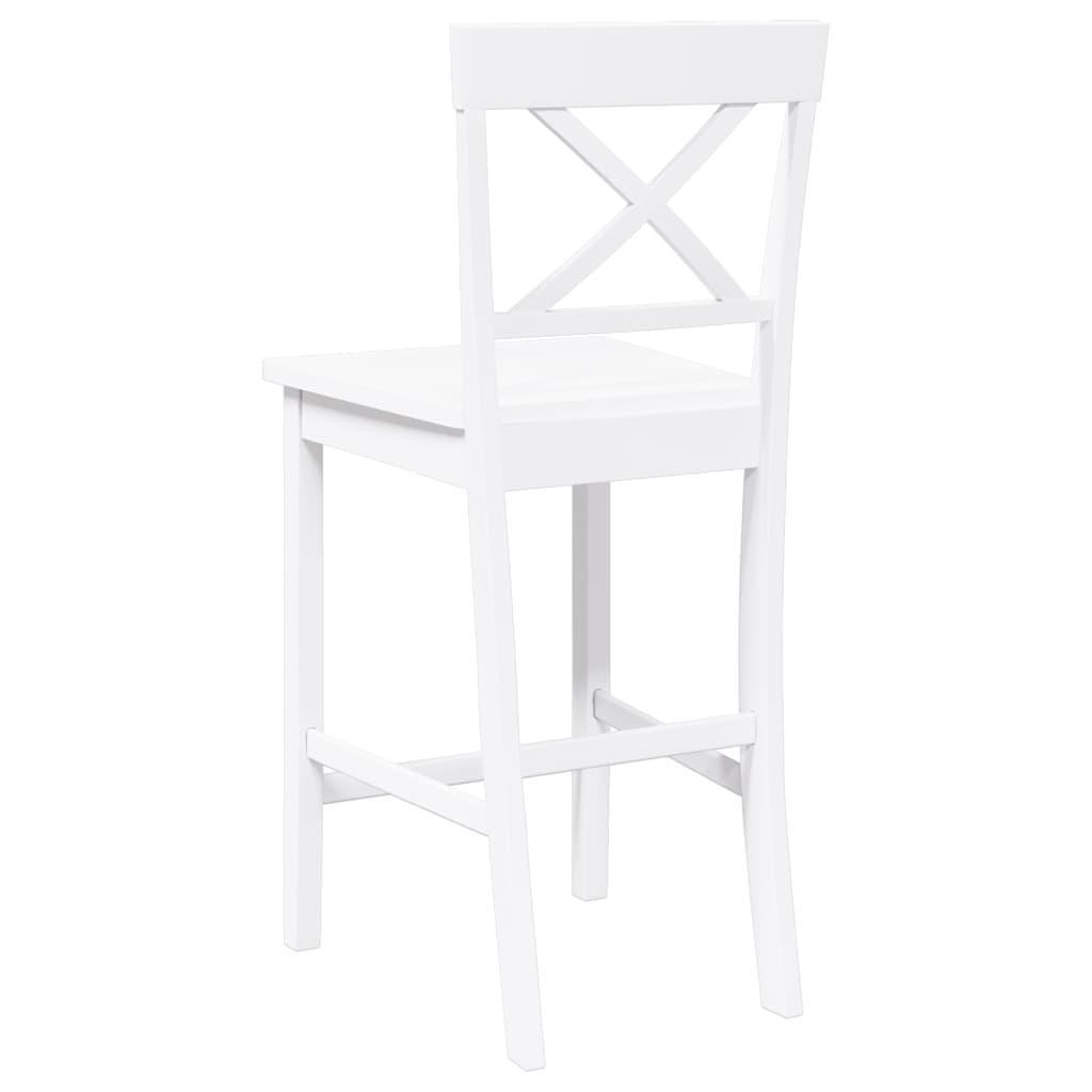 Taburetes De Bar, 2 Unidades, Madera Maciza Blanca, Goma