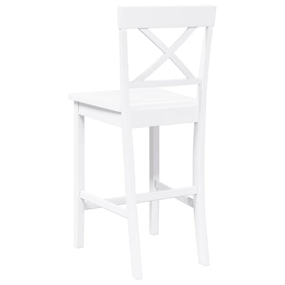 Taburetes De Bar, 2 Unidades, Madera Maciza Blanca, Goma