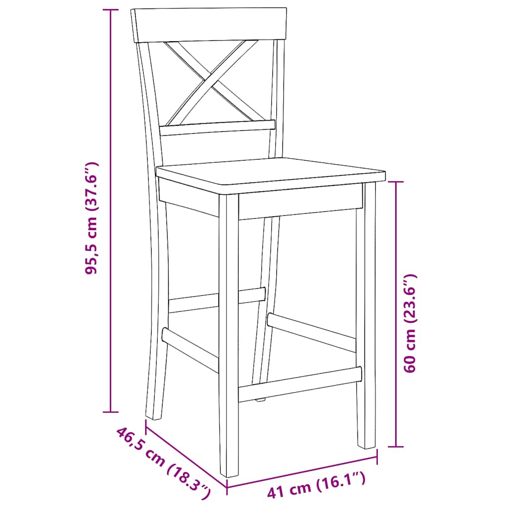 Taburetes De Bar, 2 Unidades, Madera Maciza Blanca, Goma