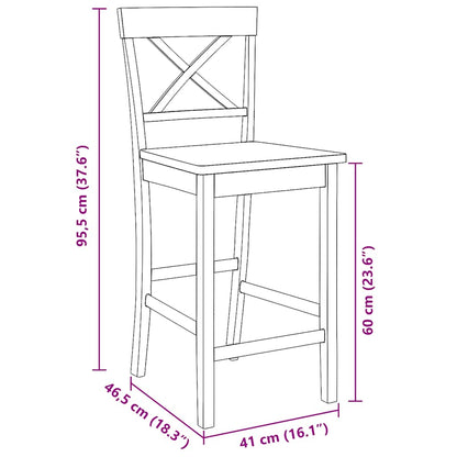 Taburetes De Bar, 2 Unidades, Madera Maciza Blanca, Goma