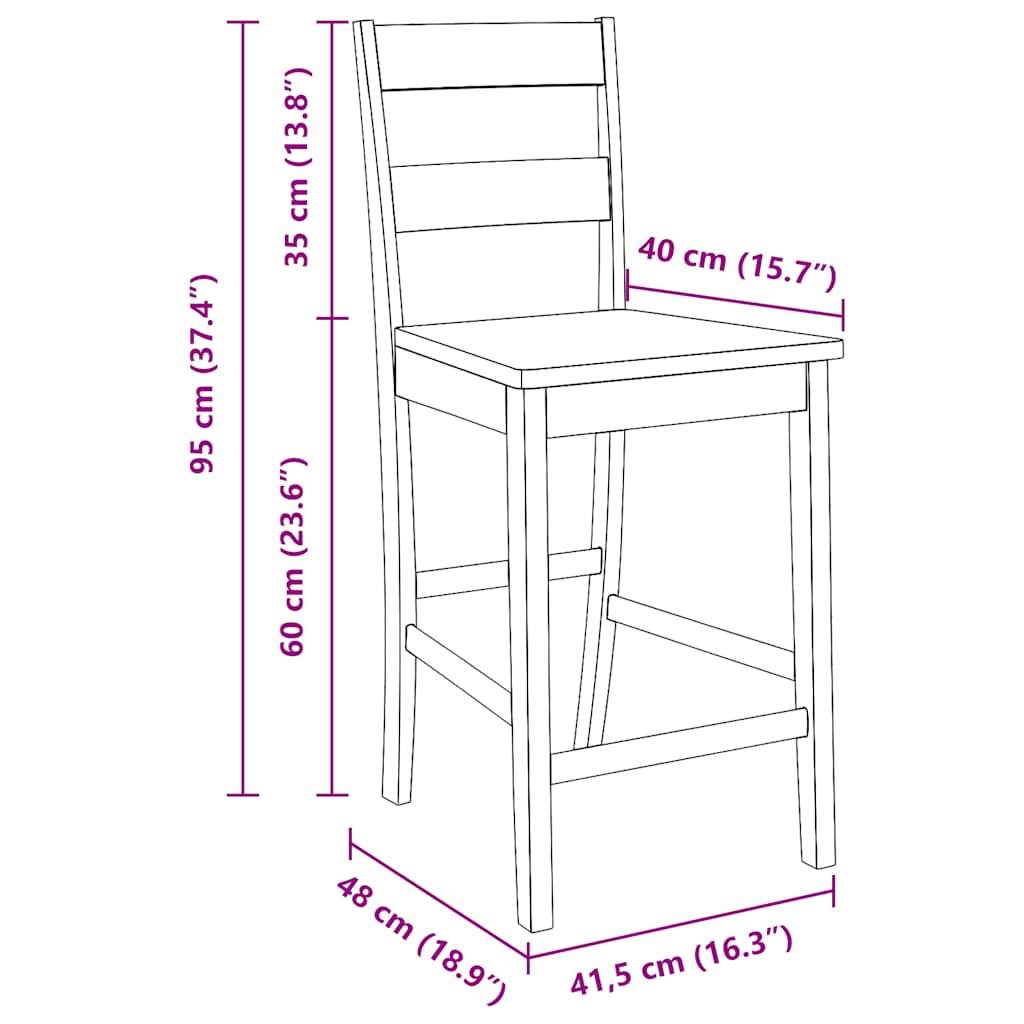 Taburetes De Bar 2 Uds Madera Maciza Caucho