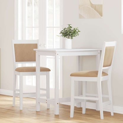 Taburetes De Bar Con Cojines, 2 Unidades, Madera Maciza Blanca, Goma
