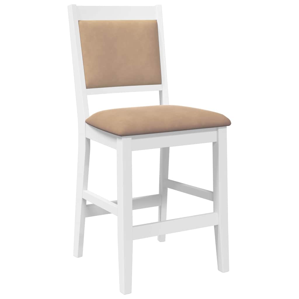 Taburetes De Bar Con Cojines, 2 Unidades, Madera Maciza Blanca, Goma