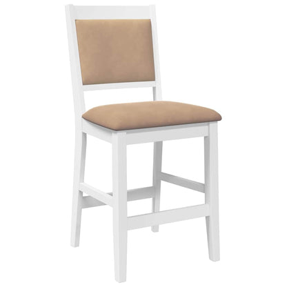 Taburetes De Bar Con Cojines, 2 Unidades, Madera Maciza Blanca, Goma
