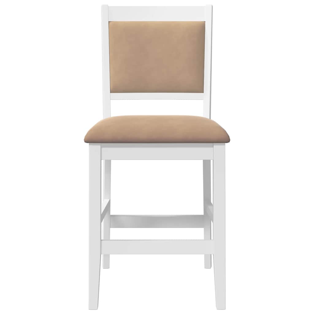 Taburetes De Bar Con Cojines, 2 Unidades, Madera Maciza Blanca, Goma