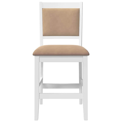 Taburetes De Bar Con Cojines, 2 Unidades, Madera Maciza Blanca, Goma