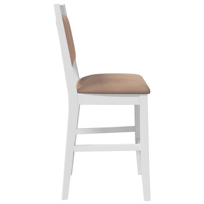 Taburetes De Bar Con Cojines, 2 Unidades, Madera Maciza Blanca, Goma