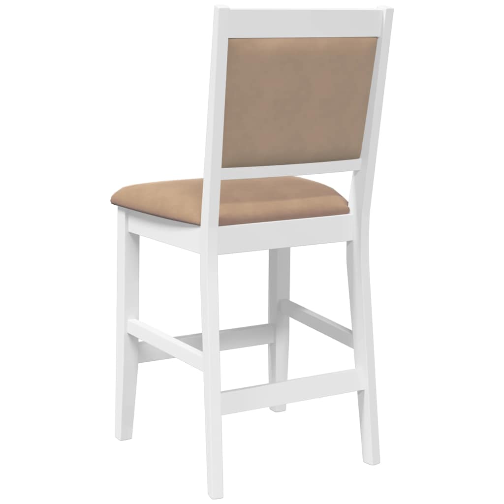 Taburetes De Bar Con Cojines, 2 Unidades, Madera Maciza Blanca, Goma
