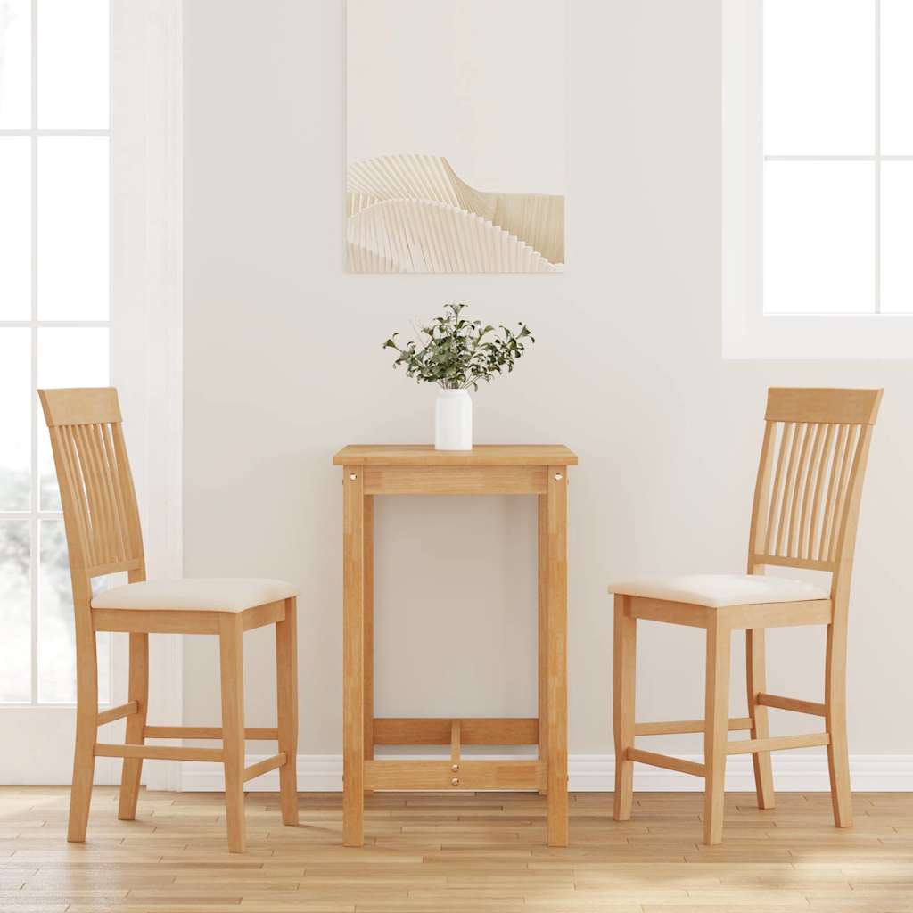 Taburetes De Bar Con Cojines, 2 Unidades, Madera Maciza Blanca, Goma