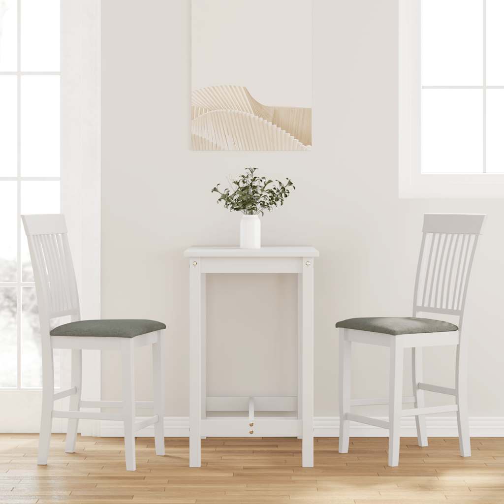 Taburetes De Bar Con Cojines, 2 Unidades, Madera Maciza Blanca, Goma
