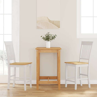 Taburetes De Bar Con Cojines, 2 Unidades, Madera Maciza Blanca, Goma