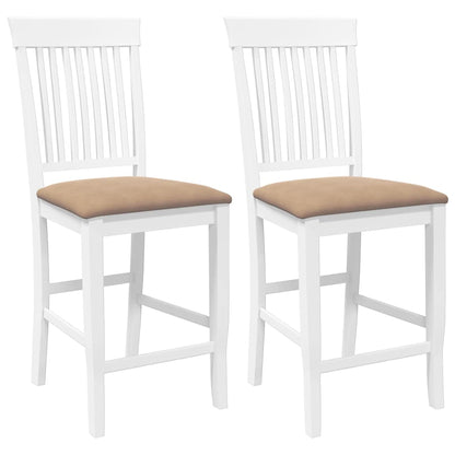 Taburetes De Bar Con Cojines, 2 Unidades, Madera Maciza Blanca, Goma